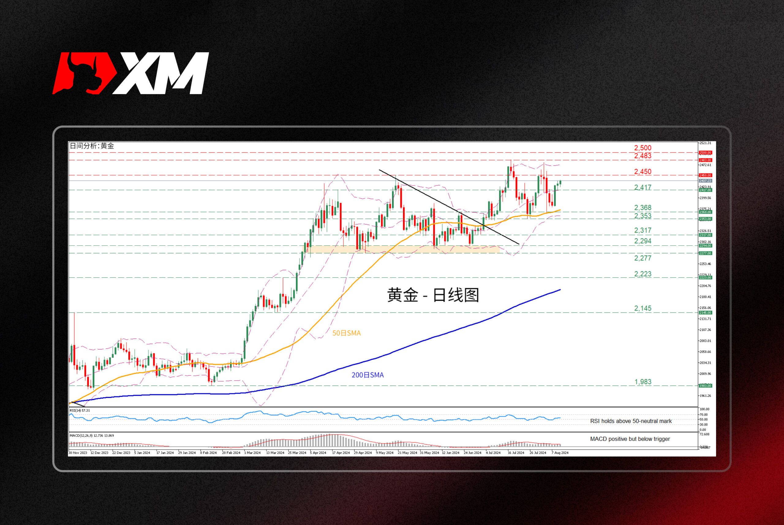 XM官网:技术分析 – 金价有望重返历史高点