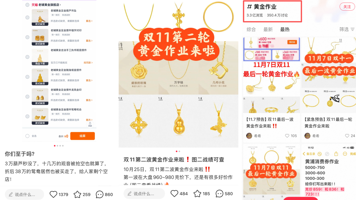 天猫双11黄金消费线上热潮：券秒光、IP爆卖，95后成购金新主力（2025/11/06）